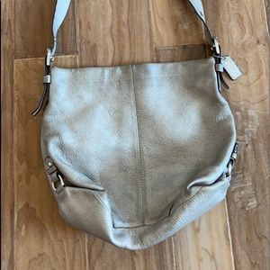 Coach shoulder bag Distressed silver/black leather